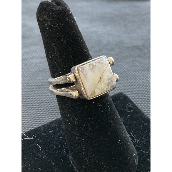 Vintage 925 Sterling Silver Reversible Square Gemstone Ring Size 6 Estate Jewelr - Picture 3 of 10